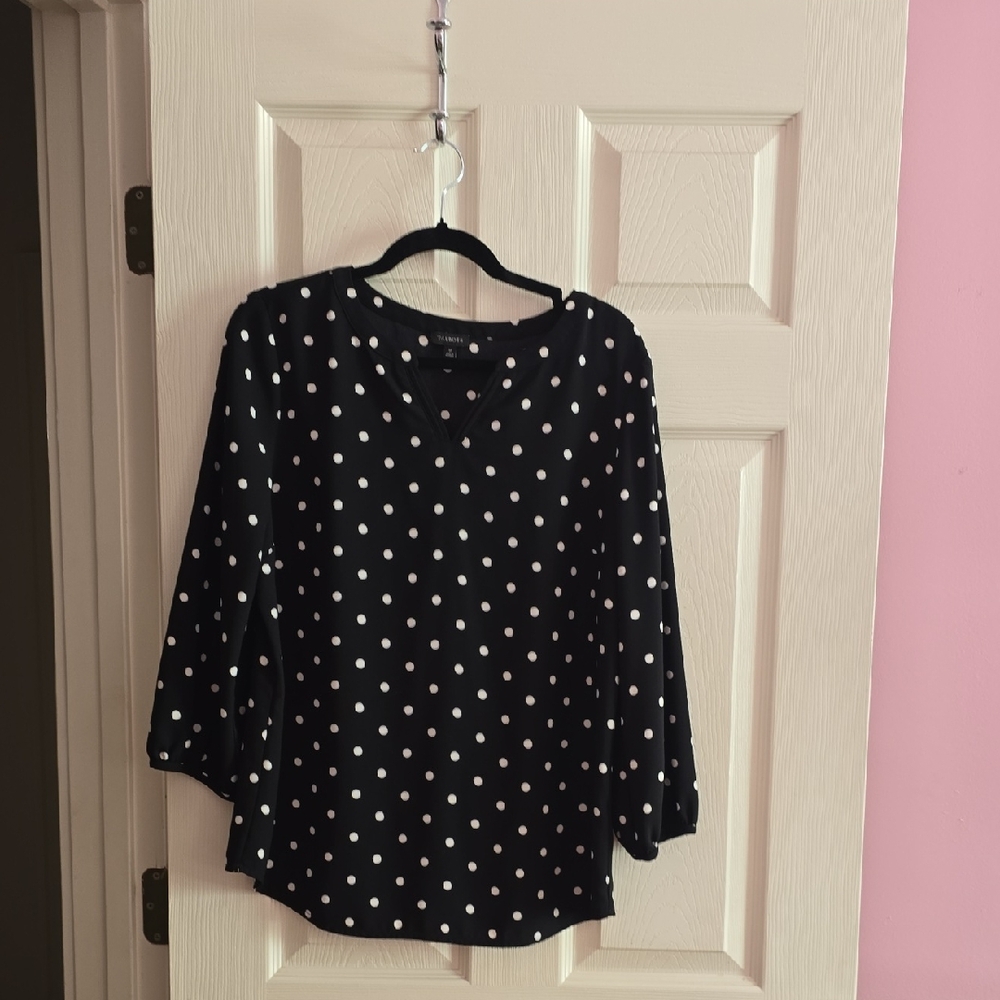 Talbots Black and White Polka Dot‎ Blouse